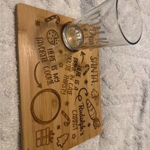 Bamboo Santa Cookie Board with Glass